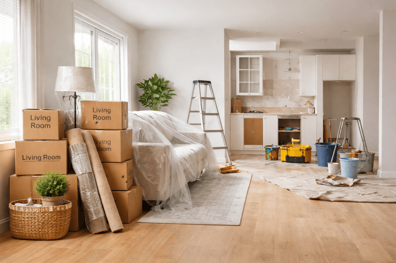 photo of belongings set aside for home renovation patterson self storage blog image